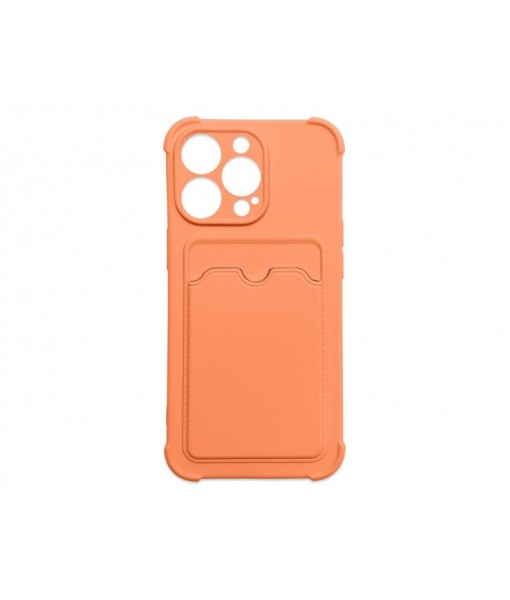 Husa Premium, iPhone 13 Pro Cu Protectie Camera, Colturi Intarite, Suport Card, Orange